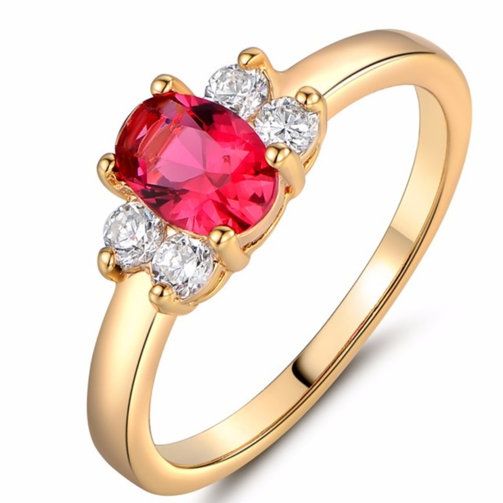Fashion Rose Red Oval Crystal Rings n6